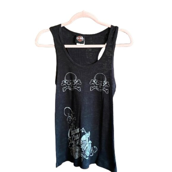 Rare Harley Davidson Myrtle Beach  skull fitted tank top - Picture 1 of 10